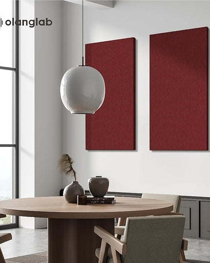 Olanglab Acoustic Panels 2 Pack, 48''x24'' Large Sound Panels, Fabric Wrapped Sound Proof Foam Panels for Walls, Sound Absorbing Panels for Recording Studio Acoustical Treatments (Burgundy)