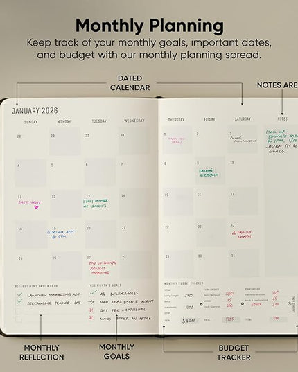 Dated, 2026 Planner, 5.8” x 8.3” - The #1 Productivity Planner to Achieve Your 2026 Goals - Planner 2026-2027 by PRODUCTIVITY STORE (A5, BLACK)