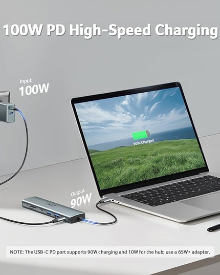Acer USB C Hub, 7 in 1 Multi-Port Adapter for Laptop, 4K, HDMI Splitter with 2 USB A 3.1 & Type-C to HDMI Data Port, PD 100W Charging, SD Card Reader for Computer, Desktop, Space Grey