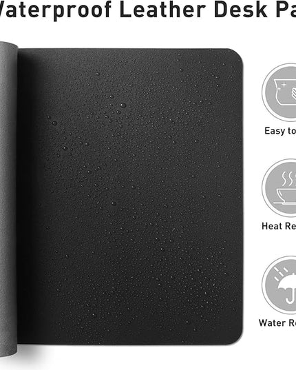 Aothia Leather Desk Pad Protector, Mouse Pad, Office Desk Mat, Non-Slip PU Leather Desk Blotter, Laptop Desk Pad, Waterproof Desk Writing Pad for Office and Home (Black,36" x 17")