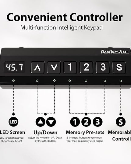Agilestic L Shaped Standing Desk, Adjustable Height Corner Gaming Desk with Shelf, Sit Stand Up Desk, 63 x 55 Inch Home Office Computer Table, Black