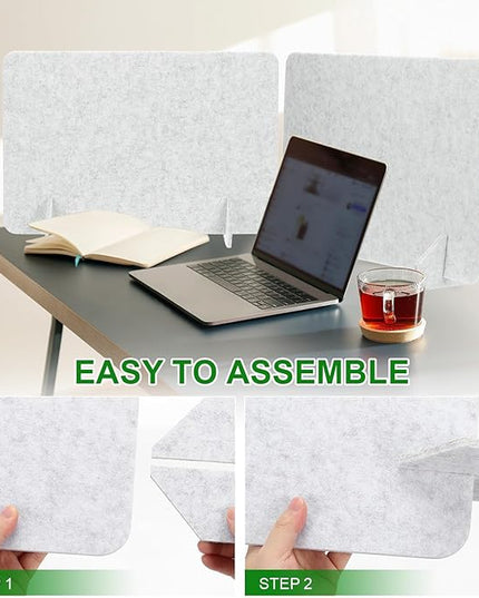 PATIKIL Desk Dividers 24" x 24", 1 Pack Desk Privacy Panel Freestanding Noise Reducing Partition Acoustic Panel with 2Pcs Support Feet for Testing Office Home Library, Pure White Style A