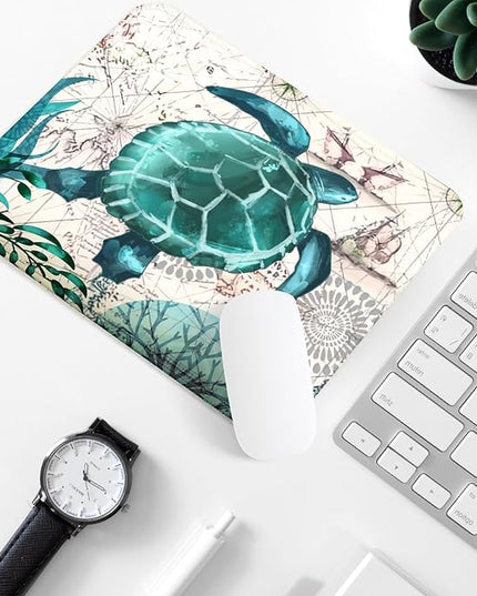 Sea Turtle Square Mouse Pad,Non-Slip Rubber Base Mouse Pad,Home Office Decoration Desktop Accessory,Laptop Mouse Pad for Office Laptops,9.4x7.8x0.12inch 3