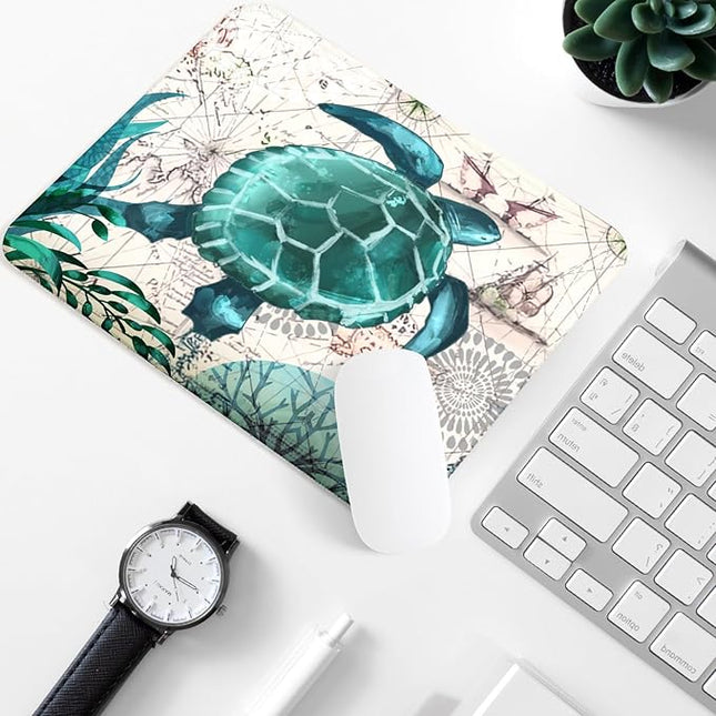 Sea Turtle Square Mouse Pad,Non-Slip Rubber Base Mouse Pad,Home Office Decoration Desktop Accessory,Laptop Mouse Pad for Office Laptops,9.4x7.8x0.12inch 3