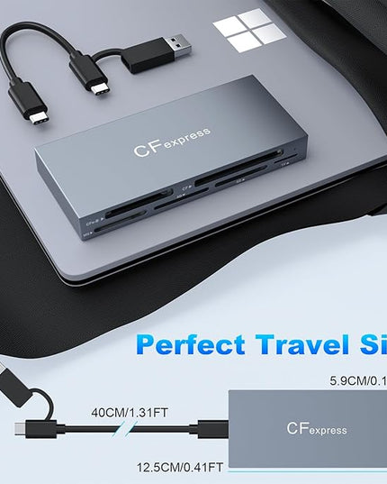 8 in 1 CFexpress Type B Card Reader, 10Gbps Multi CF Express Reader for CFexpress Type B/CF/XD/MS/TF/SD Reader, CFexpress Adapter Memory Card Reader with USB Gen 3.2 * 2 for Windows/Mac/Linux/Android