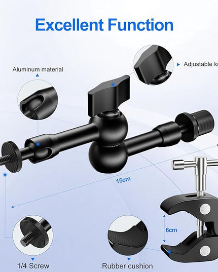 EMART 6inch Articulating Magic Arm Camera Mount with Super Clamp, Friction Power Adjustable Camera Mounts & Clamps with Magicarm and Cold Shoe for Photography/Videography/Webcam/Flash Light