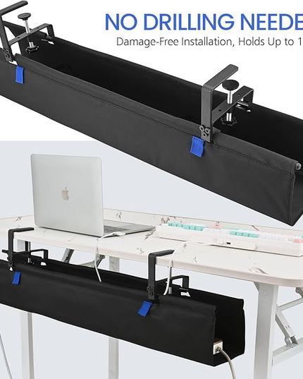 36" Under Desk Cable Management Tray- Clamp/Screw Mount Desk Cable Organizer Cable Tray Hiders for Office&Home
