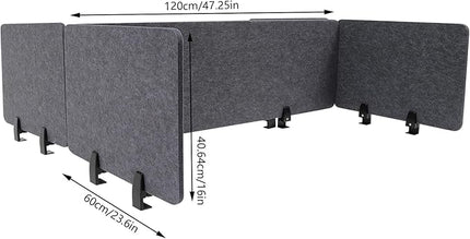 2 Sets Polyester Desk Dividers, Soundproof Room Divider Office Furniture Partitions, Privacy Desk Panel with Clamps, Stand Up Freestanding Desk Privacy Panel for Office Classroom(47.3"x16"+ 23.6"x16")