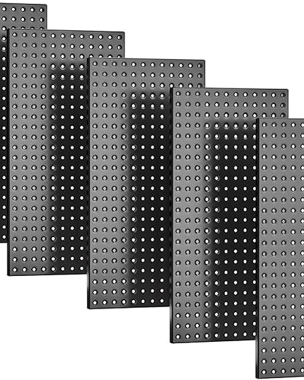 EVERHANGER Metal Pegboard Panels 24" x 12", Heavy Duty Steel Peg Boards for Garage, Pegboard Wall Organizer for Tool Storage and Organization, Black, 5 Pack