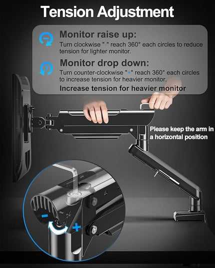 Dual Monitor Arm for 17-32 Inch Computer Screens, 22lbs per Arm, Full Motion Monitor Desk Mounts for 2 Monitors, Gas Spring Desk Mount, VESA Mount, Freelift Pro