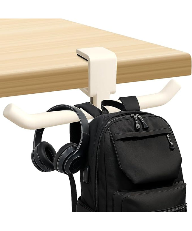 80-lb Heavy-Duty Bag Hook for Desk or Table,Adjustable Purse Hanger,Purse Hook,Backpack Holder for Table & Handbag Hanger,Space-Saving Organizer for Classroom, Dorm Office,Home,and Cafe Tables (White)
