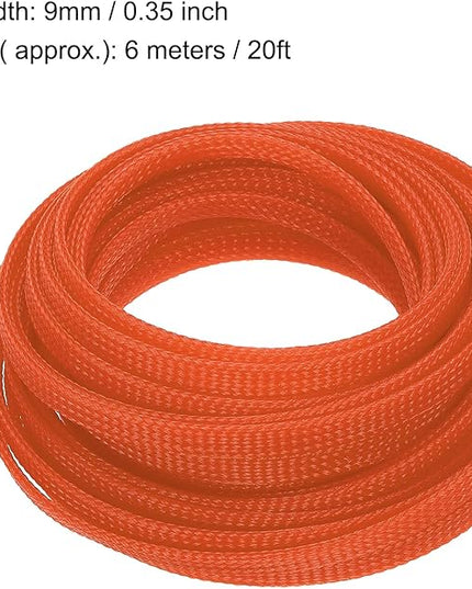 uxcell PET Expandable Sleeving 20ft 1/4" Orange Cable Management Sleeve Cord Organizer for Wrap Protect Cable