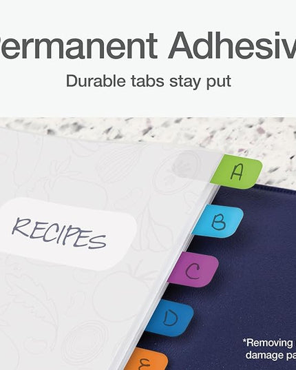 Redi-Tag Write-On Tabs, Permanent Adhesive Index Tabs, Tropical Colors: Purple, Green, Blue, Dark Blue, Orange, 1" x 7/16", 130 Pack (1009304)