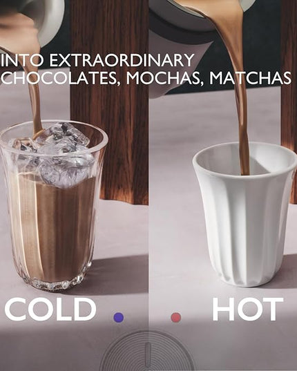 Hot & Cold Drinking Chocolate System - The ALL-NEW Velvetiser from Hotel Chocolat - Kit includes hot chocolate maker, 10 serving taster box, mug and glass - Pewter Edition