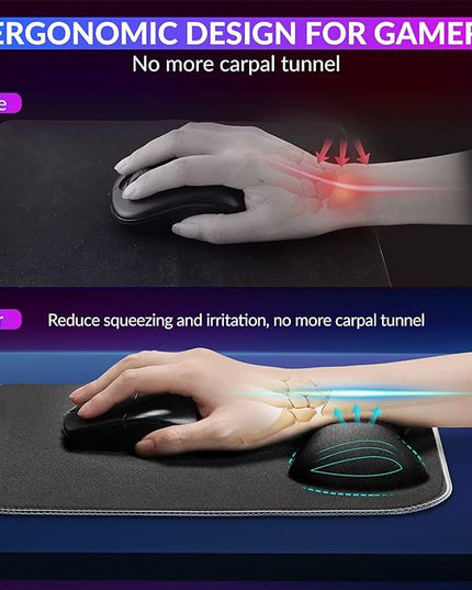Gimars RGB Mouse Pad with Wrist Rest Support, 12 x 10 in Extra Large Ergonomic Gaming Mouse Pad with 10 LED Lighting Modes, Non-Slip Rubber Base for PC Gaming & Office