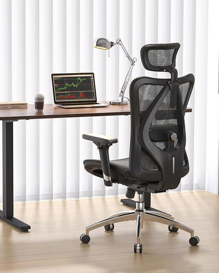 SIHOO M57 Ergonomic Mesh Office Chair, High Back Home Desk Chair with 3D Armrests, Lumbar Support and Adjustable Headrest, Comfortable Computer Chair, Big & Tall Office Chair Hold 330 LBS-Black