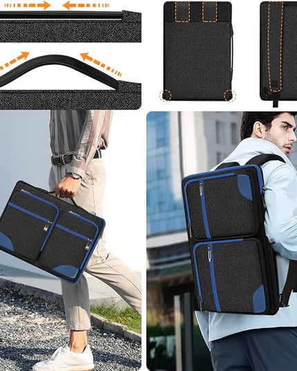 Hseok Laptop Case 15 15.6 16 inch Sleeve with Handle and Hidden Strap,Compatible with MacBook Pro 15.4 16, 360° Protective PC Briefcase with 4 Pockets for Laptop Accessory,Easy to Carrying, Blue