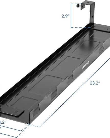 MOUNT-IT! Under Desk Cable Tray [23" Length] Wire Management Basket for Desktop Computers, Laptops, Sit Stand Desks and Workstations (Black)