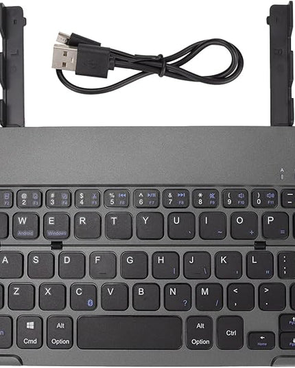 Vvikizy Foldable Laptop Keyboard, Portable Wireless BT Keyboard with 140mAh Battery and Phone Holder, for iOS Tablets Laptops