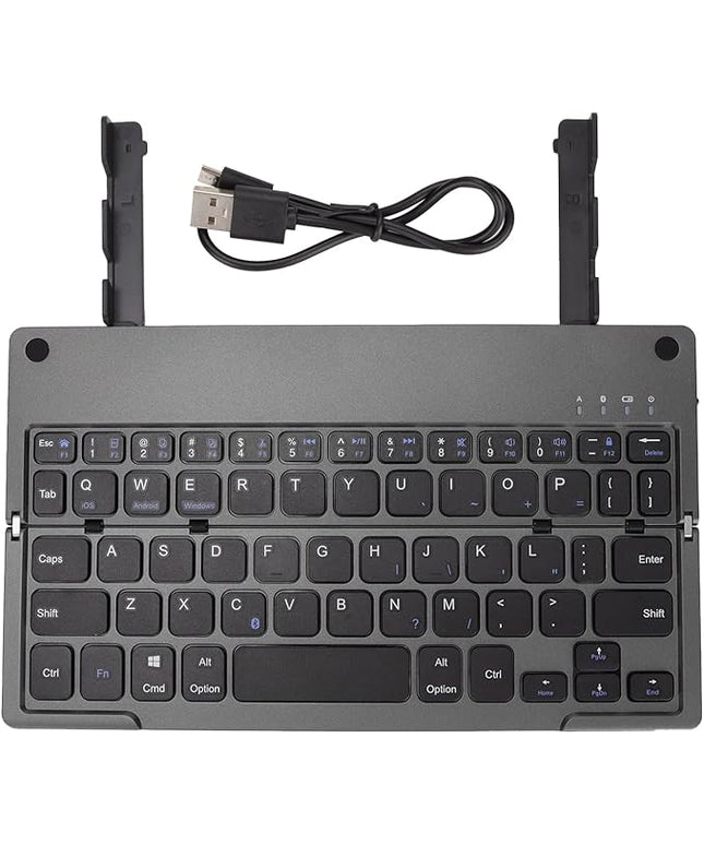 Vvikizy Foldable Laptop Keyboard, Portable Wireless BT Keyboard with 140mAh Battery and Phone Holder, for iOS Tablets Laptops
