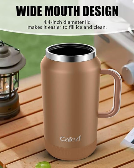 64oz Insulated Water Bottle with Flip Straw Lid - Leak-Proof, Sweat-Free, Top and Easy-Grip Side Handle, Silicone-Wrapped for Comfort, Iced for 34 Hours, Wide Mouth, BPA-Free, Anti-Slip Base