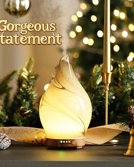 Porseme 150ml Essential Oil Diffuser Glass Color Changing Aroma Air Diffusers Aromatherapy Ultrasonic Cool Mist Humidifier 6 Running Hours Waterless Auto-Off for Sleeping, Yoga, Office, Spa (Desert)