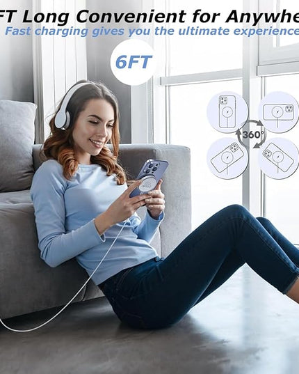[Apple MFi Certified] Magnetic Charger,Wireless Charger Fast Charging 2Pack 6FT USB C Plug Mag-Safe Magnet Magvolt Pro Pad Chargers for iPhone Air/17 Pro Max/17/16E/16 Pro/16 Plus/15/14/13/12/AirPods