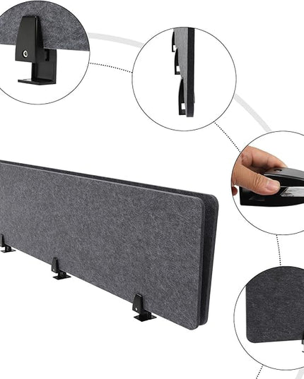 2 Pack Polyester Desk Dividers, Soundproof Room Divider Office Furniture Partitions, Privacy Desk Panel with Clamps, Stand Up Freestanding Desk Privacy Panel for Office Classroom(60" x 16")