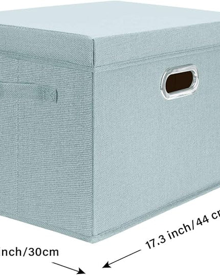 TYEERS Collapsible Storage Bins With Lids, Large Fabric Storage Boxes - 2 Pack - Aqua Spring