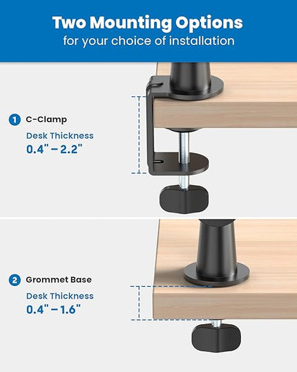 Mount-It! Mic Arm, Microphone Boom Arm, Adjustable Full Motion Mic Desk Mount, for Streaming, Gaming, Podcast, Recording, 3/8" and 5/8" Compatible, Height up to 33.3", Black