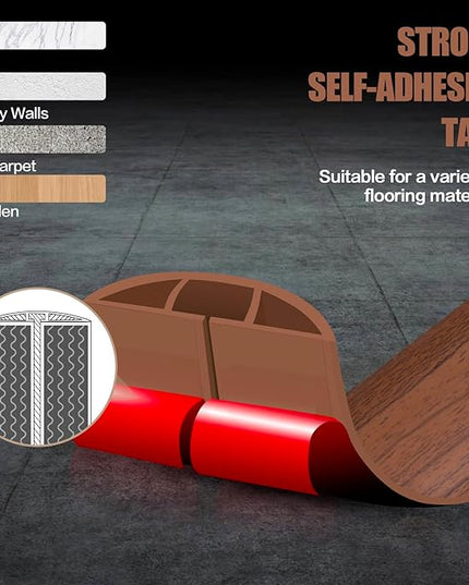 Floor Cord Cover Self Adhesive Cord Hider,10FT Cable Management, Extension Strip Protector for Wires, Prevent Cable Trips for Offices, Gyms, Exhibitions Cavity:0.47"(W) x0.35(H) Wood Red Teak
