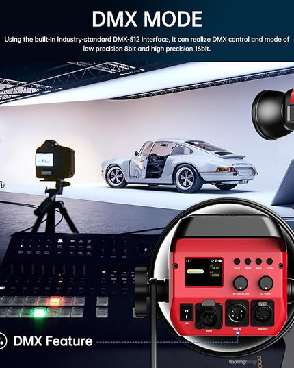 GVM Great Video Maker 200W Video Light Kit, LED Video Light Studio, Bluetooth Mesh Network/DMX Control, 45400lux/1m Continuous Lighting, 12 Lighting Effects, 2700K-6800K