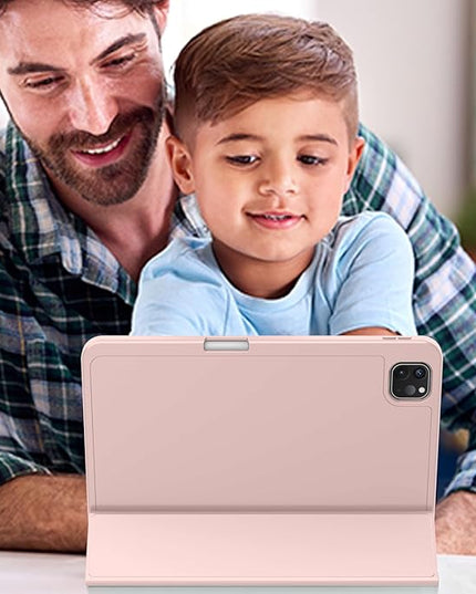 ZryXal iPad Pro 11 Inch Case (M5) 2025/ (M4) 2024 (Model: A2836/A2837/A3006), Trifold Stand Smart Cover with Pencil Holder and Soft TPU Back, Auto Wake/Sleep (Rose Pink)