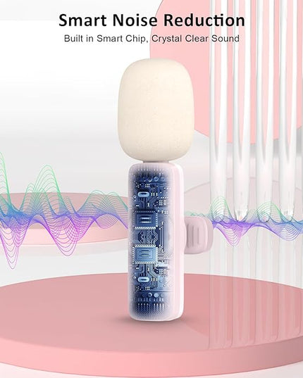 MAYBESTA Mini Wireless Microphone for iPhone, Android: Bluetooth Lavalier Lapel Phone Microphones for YouTube Video Recording - Clip on Mic for Tiktok Interview Podcast Vlog
