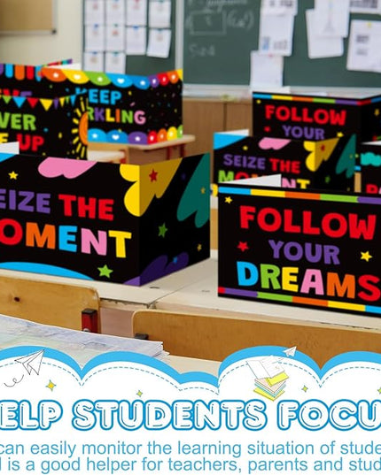 Honoson 24 Pcs Bulk Inspirational Privacy Folders for Students Cardboard Test Privacy Boards Motivational Words Desk Dividers Shield for Classroom School Study Supplies, 6 Styles(Colorful)