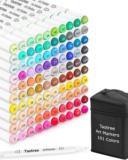 Taotree Alcohol Markers 101 Colors Dual Tips Art Markers Sketch Pens Set, Art Supplies Kit, Drawing Pens Set for Adult Coloring Books Christmas Gifts for for Artist Drawing, Painting, Sketching