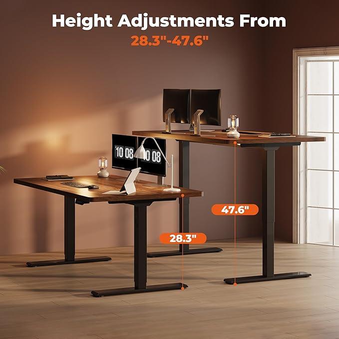 Dual Motor Standing Desk, Large Stand Up Desks, 71x31 Inches Electric Sit Stand Desks, 4 Memory Preset Adjustable Height Computer Table for Home Office with Splice Board (Brown)