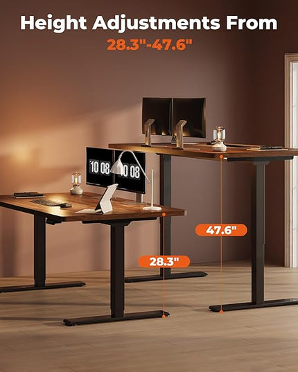 Dual Motor Standing Desk, Large Stand Up Desks, 71x31 Inches Electric Sit Stand Desks, 4 Memory Preset Adjustable Height Computer Table for Home Office with Splice Board (Brown)