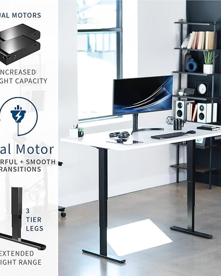 VIVO Electric 71 x 36 in Dual Motor Sit Stand Desk, Memory Height Adjustment, 2B Series, White Top Black Frame, DESK-KIT-2B7W-36