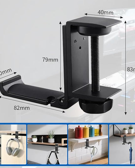 Goldmille 2 Pack Aluminum Headphone Stand Hanger Foldable with Cable Clip - Headset Holder Clamp Hook Under Desk, Save Your Space While Working & Gaming