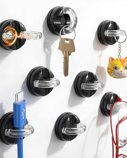 8 Pcs Rotatable Cord Organizer 1s Clip-on Magnetic Cord Holder Strong Adhesive Easy-Open Cable Clips for Bedside, Desk, Home, Office, Works as a Hanging Hook, Holds up to 2.2 Lbs