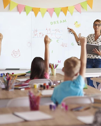 VIZ-PRO Large Magnetic Whiteboard/Foldable Dry Erase Board, 96 X 48 Inches, Wall Mounted White Board for School Office and Home 8' x 4'