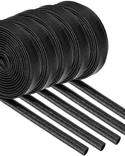 MECCANIXITY 5Pcs Wire Insulation Braid Fire Sleeve,9.8Ft-5mm ID Black, High Temp Silicone Coated Fiberglass Sleeving for Automotive Hose Lines Electrical Wiring