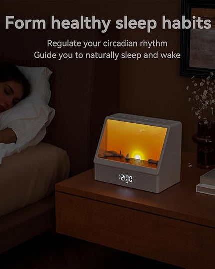 Sunrise Alarm Clock with Sound Machine for Bedrooms Heavy Sleepers,Smart Wake Up Light Sunrise Alarm Clock White Noise Machine for Adults Kids (Milk White)