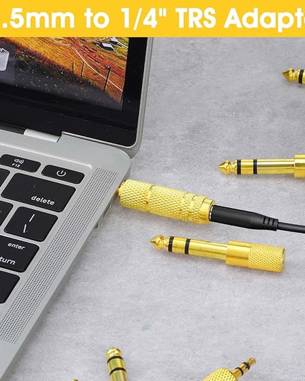8 Pack 3.5mm to 1/4" Adapter, Headphone Jack Adapter, 1/8 inch Male to 1/4 inch Female and 1/4" to 3.5mm Audio Converter for Electric Guitar, Keyboard, Mixer, Amp, Amplifier, Bass, Headphone, Headset