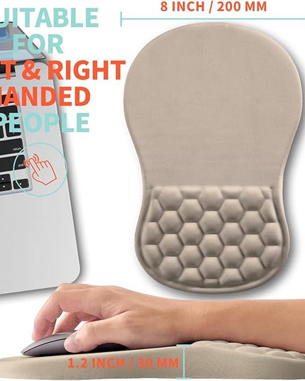 Ergonomic Mouse Pad Wrist Support with Memory Foam Massage Bulge, Carpal Tunnel Pain Relief Mousepad Wrist Rest for Mouse(12x8 inch, Apricot)