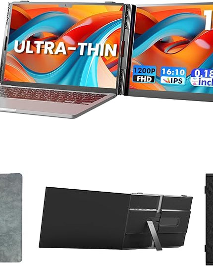 Laptop Screen Extender, Ultra-Thin 15.3" FHD 1200P 16:10 Portable Monitor for Laptop, Lightweight Dual Monitor Extender Plug & Play for 14"-17.3" Laptops, Compatible with Wins/Mac/Chrome/Linux