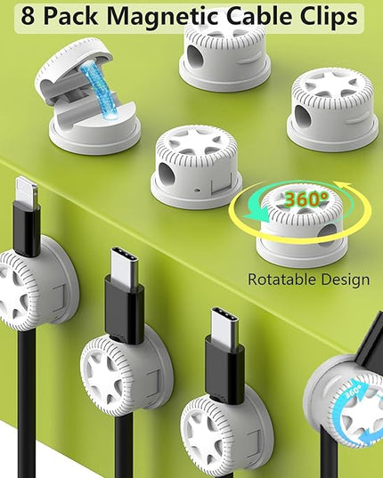 ELII 328Pcs Cable Management Kit, 8 Magnetic Cable Clips,69Adhesive Cable Holder,4 Cable Sleeve Split,22Reusable Cable Strap,200 Nylon Cable Zip Ties with 25 Mounts TV Home(White)