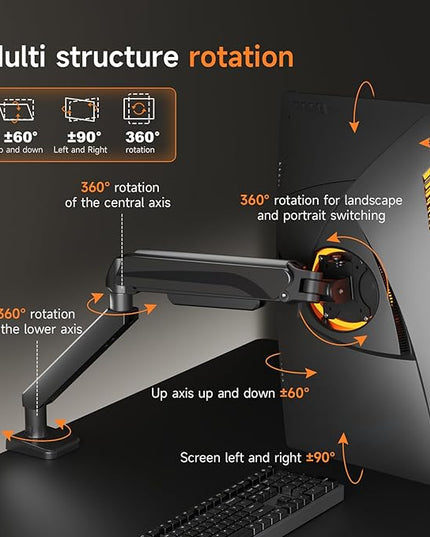 Pholiten Adjustable Rotating arm for Monitor Stand - Supports 1-33lbs Weight, Supports 45 inch Straight screen/49 inch Curved Screen, Compatible with VESA 75x75-100x100mm Desktop Monitor Mount