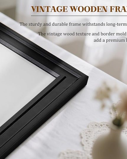 White Board for Wall, 24'' x 18'' Magnetic Dry Erase Board, Decorative Black Vintage Wooden Frame Whiteboard for Home Office School Dorm Kitchen